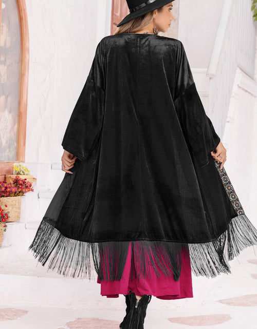 Load image into Gallery viewer, Opne Front Fringe Detail Long Sleeve Cardigan
