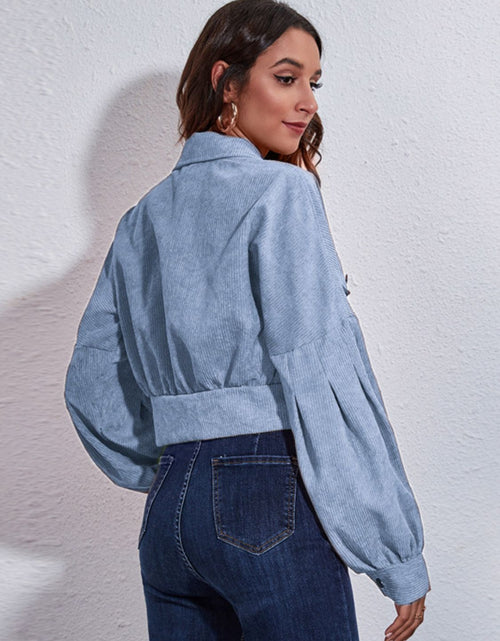Load image into Gallery viewer, Button Down Collared Neck Cropped Jacket
