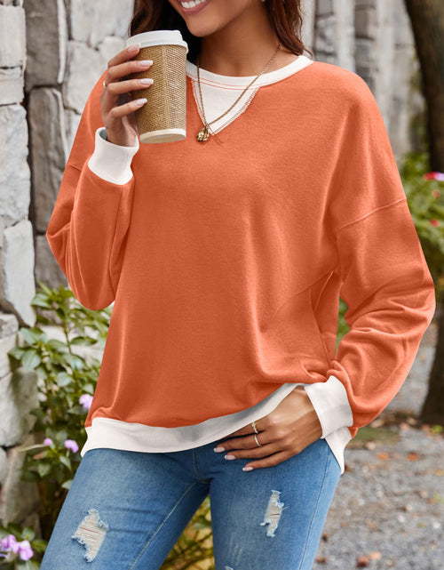 Load image into Gallery viewer, Lovelet Contrast Round Neck Long Sleeve Sweatshirt

