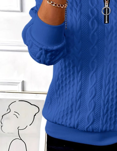 Load image into Gallery viewer, Texture Half Zip Long Sleeve Sweatshirt
