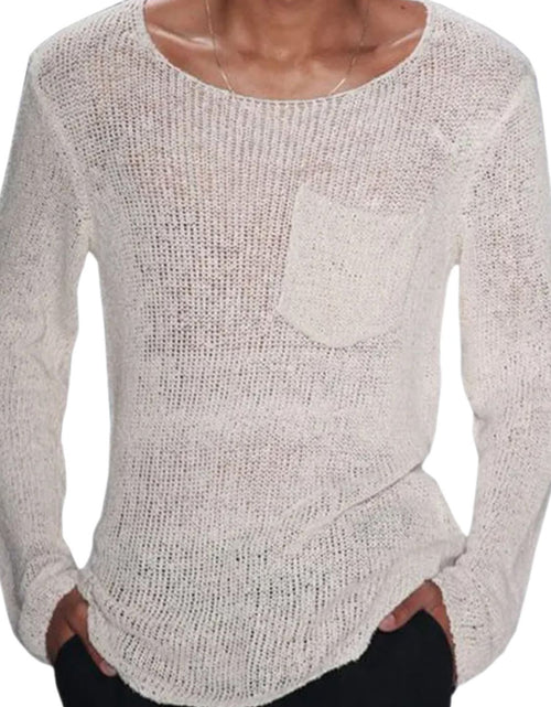 Load image into Gallery viewer, Men's Plus Size Round Neck Long Sleeve Knit T-Shirt
