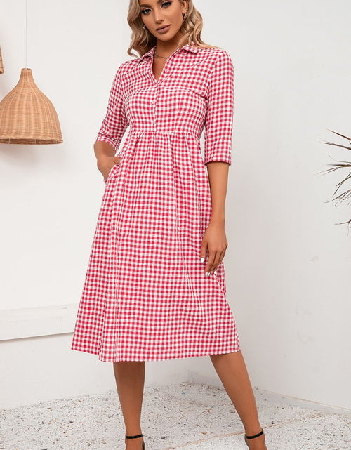 Load image into Gallery viewer, Ivy Lane Plaid Collared Neck Midi Dress
