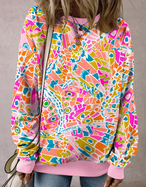 Load image into Gallery viewer, Printed Round Neck Long Sleeve Sweatshirt
