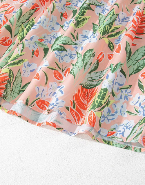 Load image into Gallery viewer, Floral Smocked Square Neck Puff Short Sleeve Midi Dress
