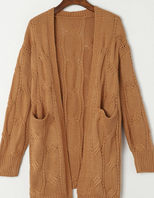 Load image into Gallery viewer, Cable-Knit Dropped Shoulder Slit Cardigan
