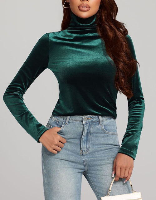 Load image into Gallery viewer, Solid Color Turtleneck Long Sleeve Top
