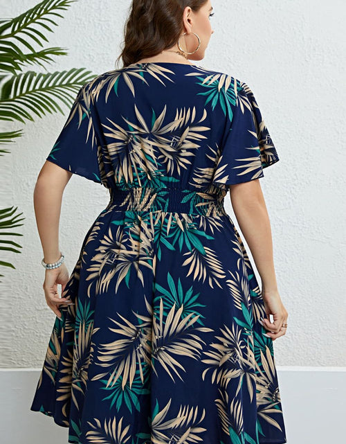 Load image into Gallery viewer, Honey Botanical Print Flutter Sleeve Smocked Waist Dress

