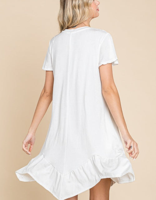 Load image into Gallery viewer, Culture Code Full Size Short Sleeve Ruffled Asymmetric Hem Dress
