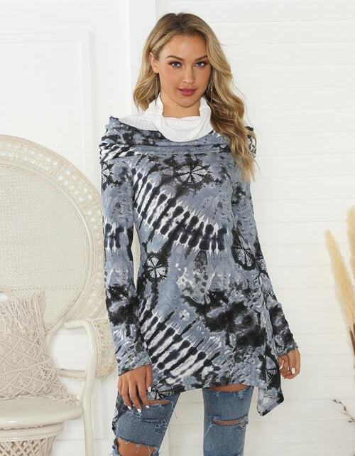 Load image into Gallery viewer, Printed Raglan Sleeve Mock Neck T-Shirt
