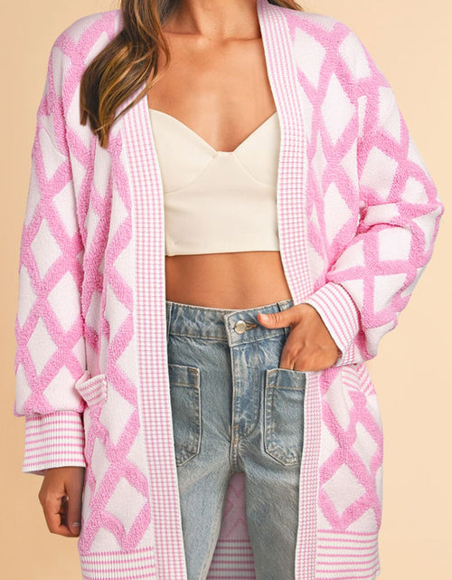 Load image into Gallery viewer, Geometric Open Front Long Sleeve Cardigan
