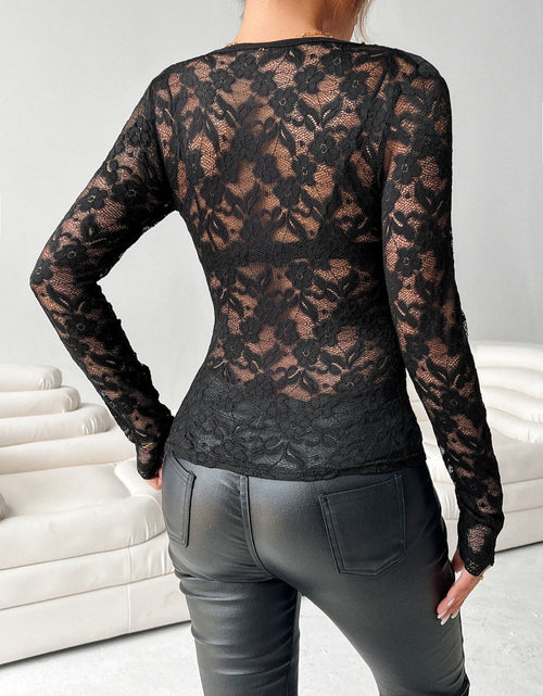Load image into Gallery viewer, Lace V-Neck Long Sleeve Top
