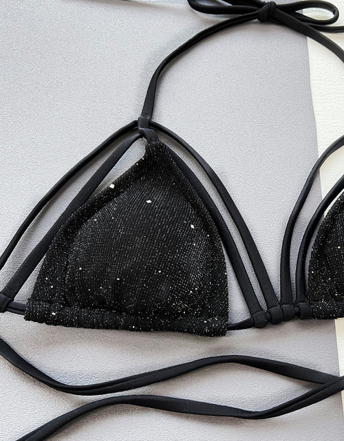 Load image into Gallery viewer, Glitter Halter Neck Strappy Two-Piece Bikini Set
