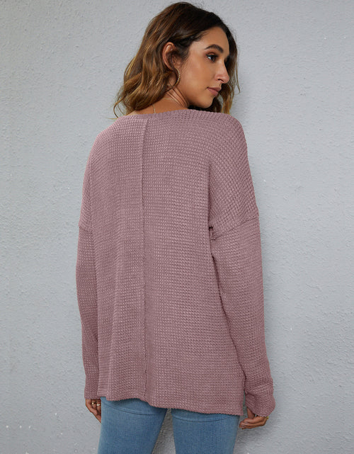 Load image into Gallery viewer, Dropped Shoulder High-Low Waffle-Knit Top
