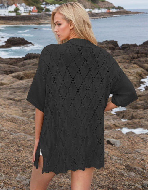 Load image into Gallery viewer, Button Down Eyelet Collared Neck Knit Shirt

