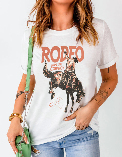 Load image into Gallery viewer, Cowboy Graphic Round Neck Short Sleeve T-Shirt
