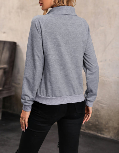 Load image into Gallery viewer, Perfee Mock Neck Raglan Sleeve Buttoned Sweatshirt
