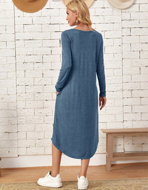 Load image into Gallery viewer, Pocketed Round Neck Long Sleeve Tee Dress
