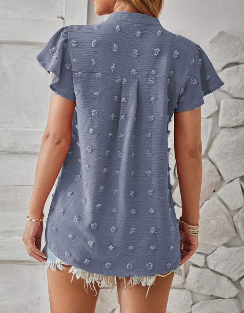 Load image into Gallery viewer, Swiss Dot Notched Cap Sleeve T-Shirt
