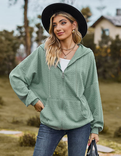 Load image into Gallery viewer, Cable-Knit Long Sleeve Hooded Jacket
