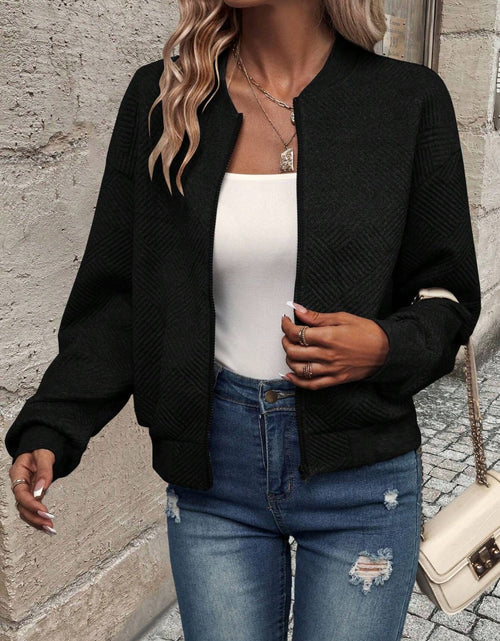 Load image into Gallery viewer, Textured Zip Up Long Sleeve Jacket
