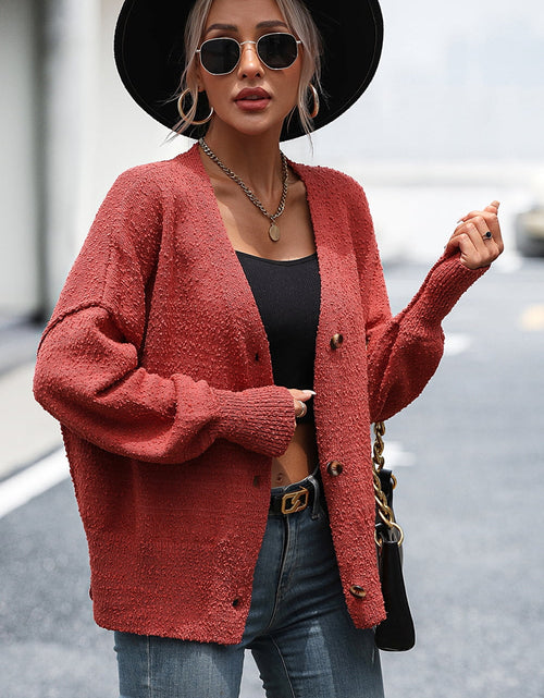 Load image into Gallery viewer, Button-Up Dropped Shoulder Cardigan
