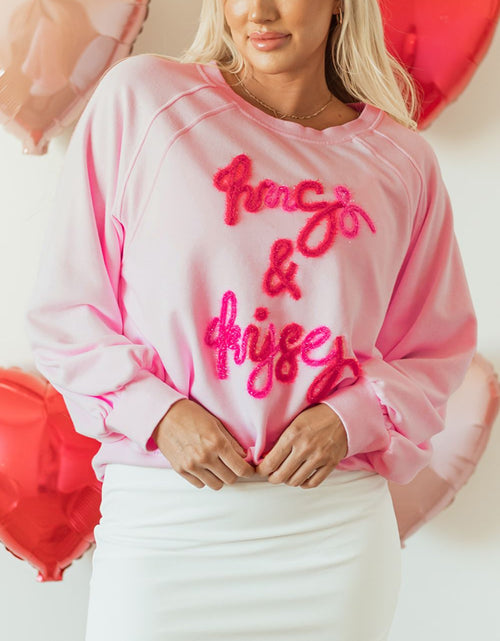Load image into Gallery viewer, Valentine’s Day HUG AND KISSES Round Neck Sweatshirt
