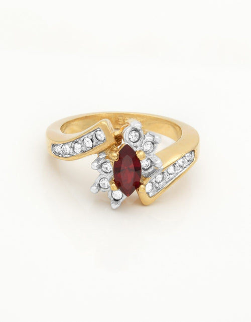 Load image into Gallery viewer, Vintage 1980s Ring Zirconia with Clear Austrian Crystals 18k Yellow Gold Electroplated by PVD Vintage Jewelry
