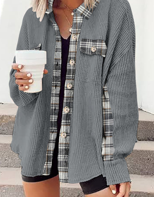 Load image into Gallery viewer, Plaid Button Down Collared Jacket
