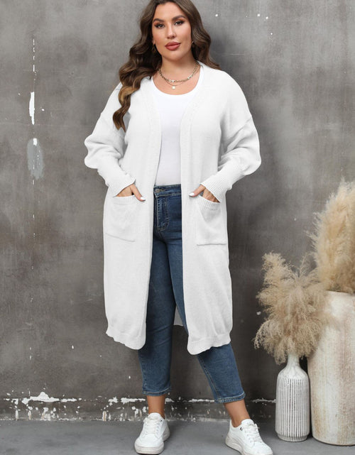 Load image into Gallery viewer, Plus Size Long Sleeve Pocketed Cardigan
