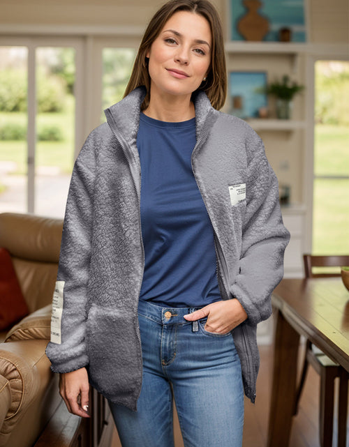 Load image into Gallery viewer, Full Size Turtleneck Zip Up Long Sleeve Sherpa Jacket
