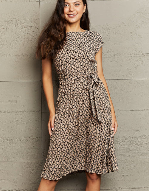 Load image into Gallery viewer, Perfee Round Neck Tie Waist Dress

