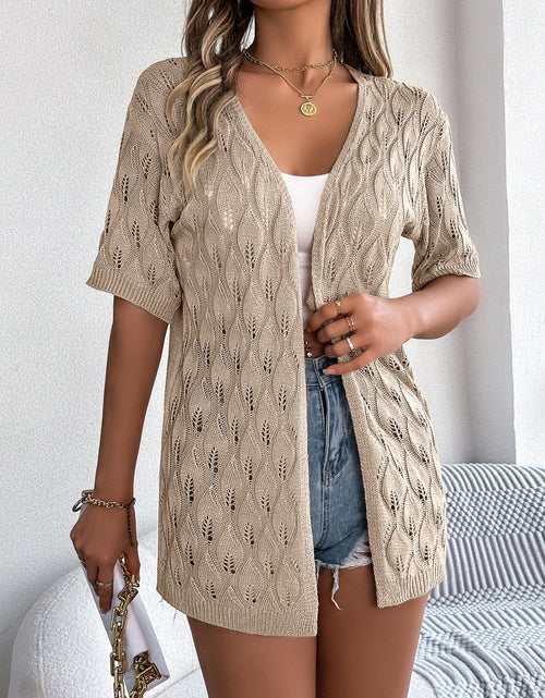 Load image into Gallery viewer, Openwork Open Front Short Sleeve Cardigan
