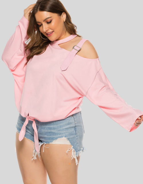 Load image into Gallery viewer, Plus Size Cold-Shoulder Tied Top
