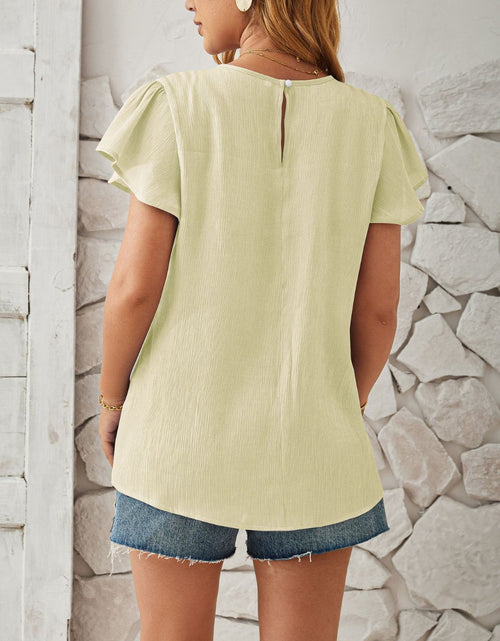 Load image into Gallery viewer, Round Neck Keyhole Cap Sleeve T-Shirt
