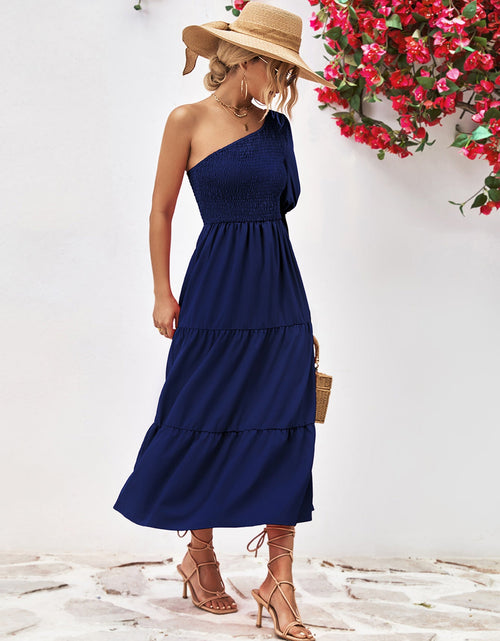 Load image into Gallery viewer, Smocked One-Shoulder Midi Dress
