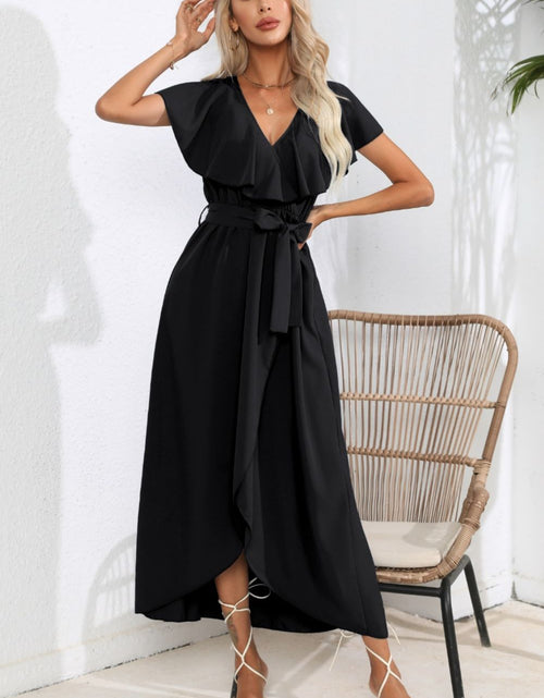 Load image into Gallery viewer, Ruffled Tied V-Neck Midi Dress

