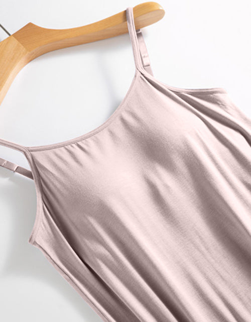 Load image into Gallery viewer, Scoop Neck Midi Cami Dress with Bra
