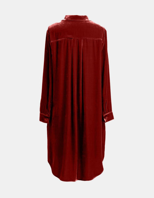 Load image into Gallery viewer, High-Low Button Up Long Sleeve Knee Length Dress

