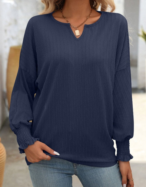 Load image into Gallery viewer, Mandy Textured Notched Lantern Sleeve T-Shirt
