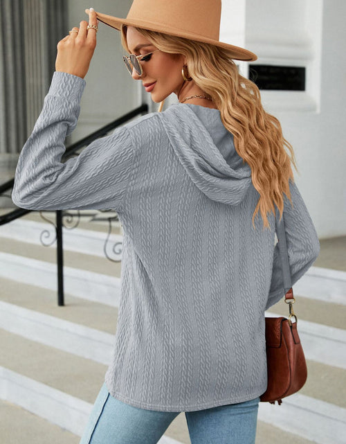Load image into Gallery viewer, Cable-Knit Long Sleeve Hoodie
