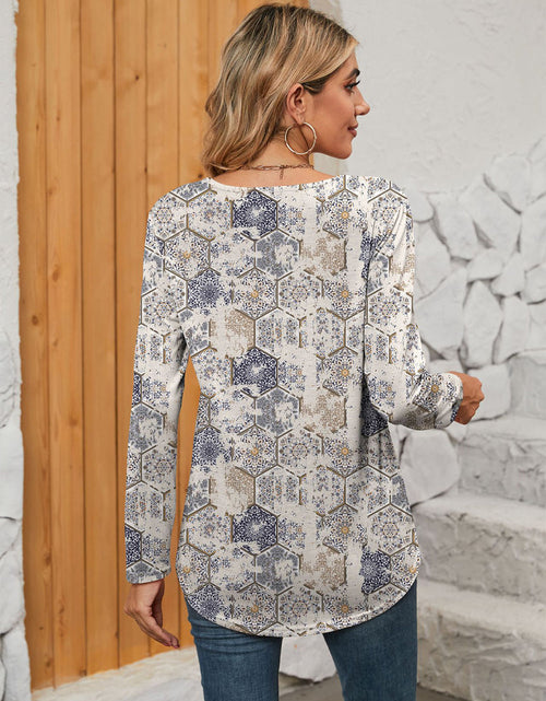 Load image into Gallery viewer, Printed Square Neck Long Sleeve Blouse
