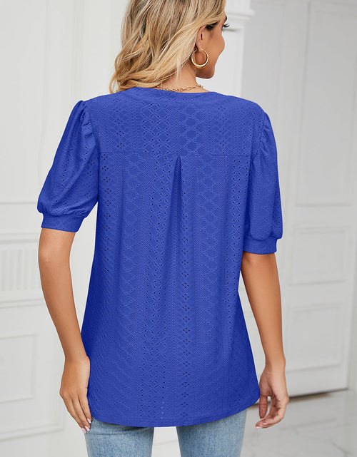 Load image into Gallery viewer, Eyelet Notched Short Sleeve T-Shirt
