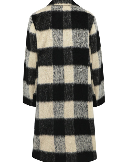 Load image into Gallery viewer, Plaid Double-Breasted Long Sleeve Coat

