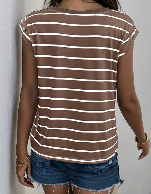 Load image into Gallery viewer, Perfee Decorative Button Round Neck T-Shirt
