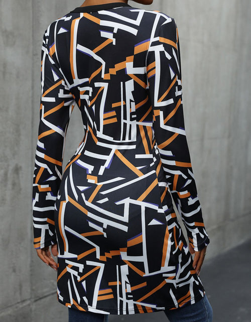 Load image into Gallery viewer, Perfee Geometric Surplice Long Sleeve T-Shirt
