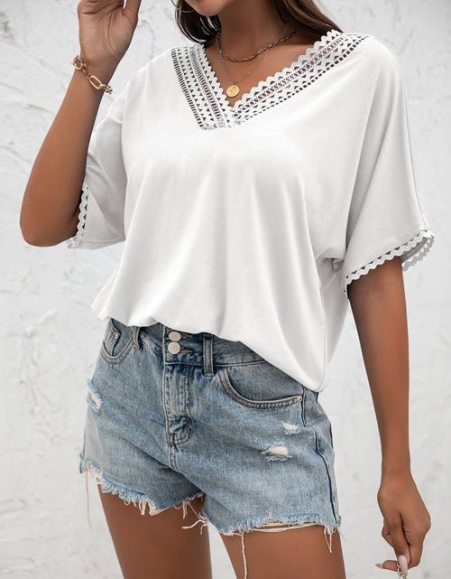 Load image into Gallery viewer, Ivy Lane Lace Detail V-Neck T-Shirt

