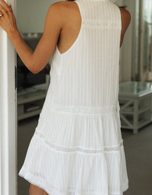 Load image into Gallery viewer, Half Button Sleeveless Mini Dress
