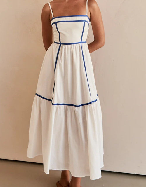 Load image into Gallery viewer, Contrast Trim Square Neck Midi Cami Dress
