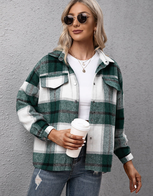 Load image into Gallery viewer, Ivy Lane Plaid Long Sleeve Shirt Jacket
