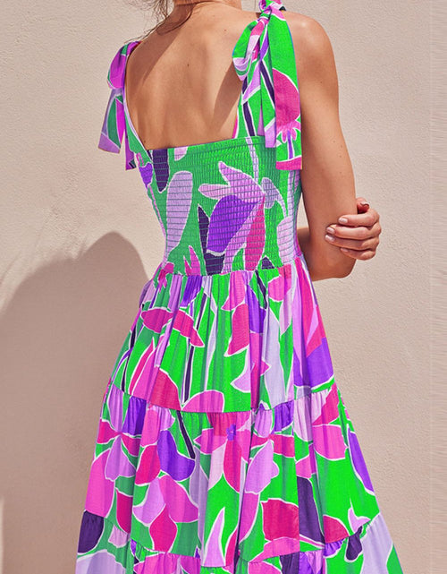 Load image into Gallery viewer, Floral Tie-Shoulder Smocked Midi Dress
